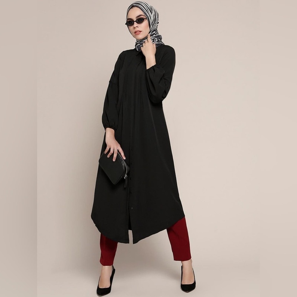 NWT REFKA Gizli Düğmeli Tunik - Siyah in Black Size EU 44 /US 12 / UK 16